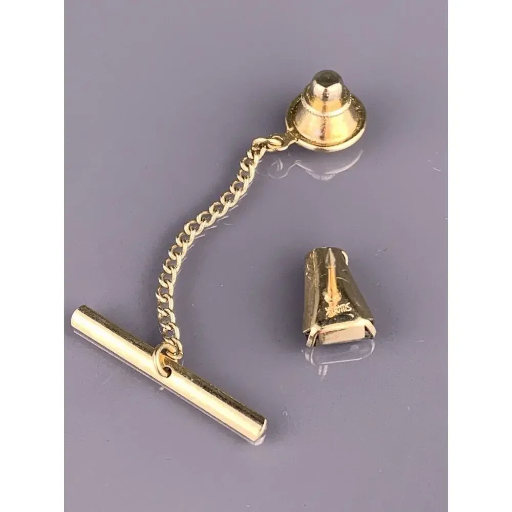 Reverse Carved Eiffel Tower Tie Tack Pin Lucite Gray Paris France Swank Vintage